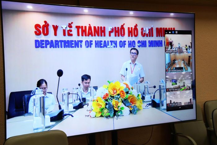 Điểm cầu Sở Y tế TP Hồ Chí Minh phát biểu.