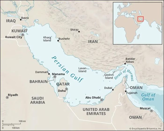  Vị trí đảo Qeshm. Ảnh: Britannica. 