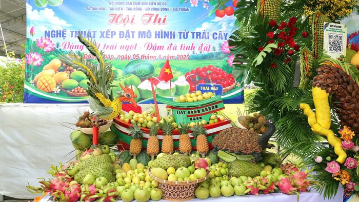 Trình bày nghệ thuật xếp đặt mô hình từ trái cây.