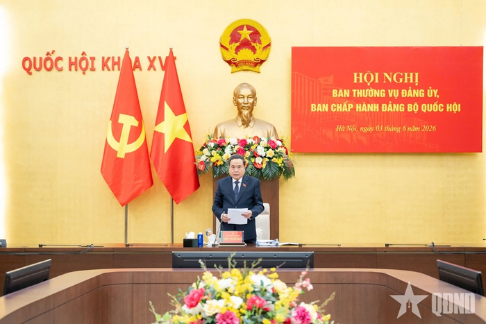  Chủ tịch Quốc hội Trần Thanh Mẫn chủ trì hội nghị. Ảnh: qdnd.vn 