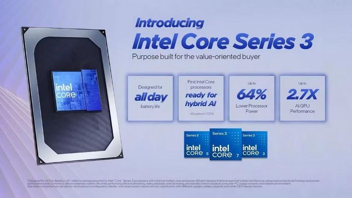 Về cấu hình, phiên bản cơ bản dành cho học sinh, sinh viên được trang bị vi xử lý Intel Core Series 3, RAM 8GB và bộ nhớ lưu trữ 256GB. Các phiên bản cao cấp hơn có thể nâng cấp lên Intel Core Ultra Series 3, RAM tối đa 32GB cùng bộ nhớ trong lên tới 1TB để đáp ứng nhu cầu làm việc chuyên sâu.