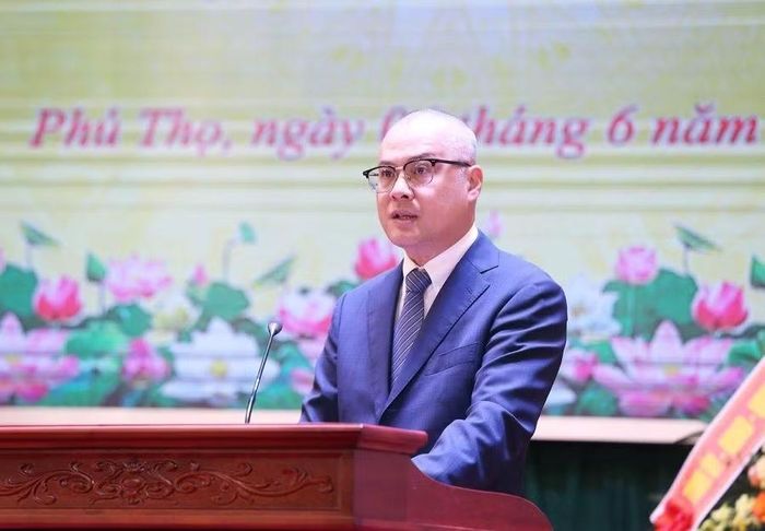Ông Phạm Đại Dương - Bí thư Tỉnh ủy Phú Thọ phát biểu (ảnh Thanh Hòa).