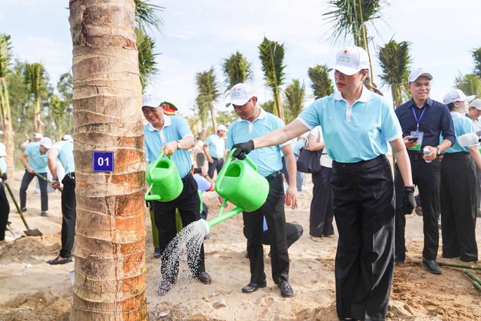 Các đại biểu đã tham gia nhiều hoạt động thiết thực như ra quân làm sạch bãi biển Cửa Lò, trồng cây xanh.