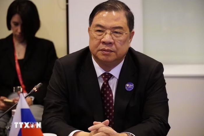 Ủy viên Bộ Chính trị, Phó Thủ tướng thường trực Phạm Gia Túc tại cuộc làm việc với Phó Thủ tướng Nga D.Chernyshenko. (Ảnh: Tâm Hằng/TTXVN)