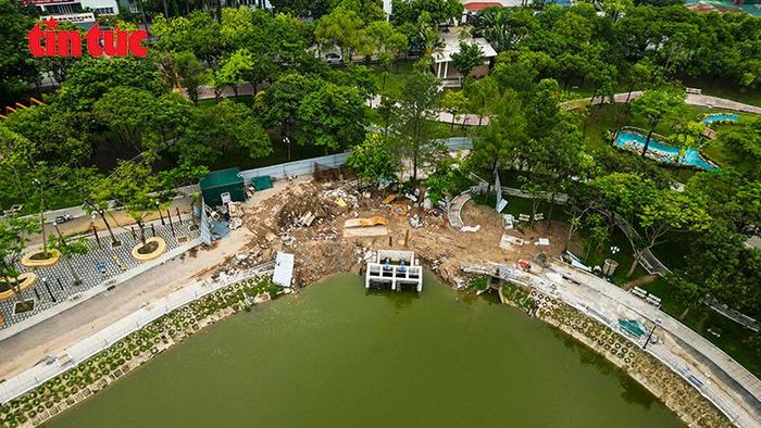 Toàn cảnh nơi đang được đầu tư thêm hạ tầng kỹ thuật phục vụ điều tiết, tiêu thoát nước đô thị.