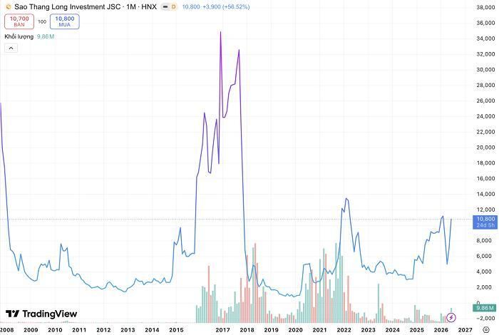Diễn biến giá cổ phiếu DST kể từ khi niêm yết cho đến nay. (Nguồn: TradingView).