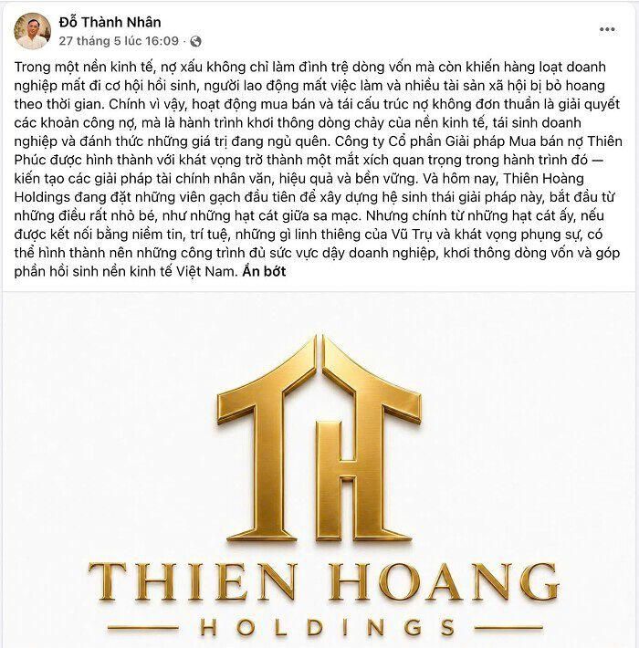 Nguồn: Trang cá nhân trên nền tảng mạng xã hội của ông Đỗ Thành Nhân.