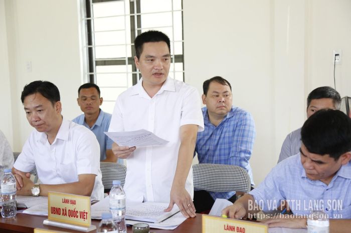Lãnh đạo UBND xã Quốc Việt kiến nghị tại buổi kiểm tra