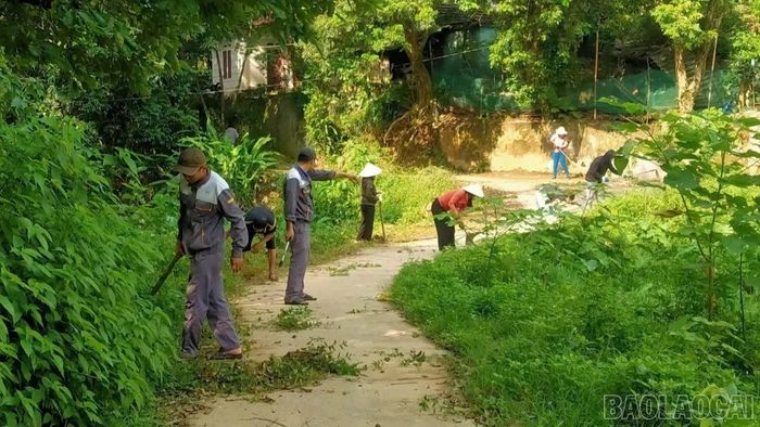 Xã Bảo Hà ra quân tổng vệ sinh tuyến đường từ Tỉnh lộ 161 đến cổng chào thôn 6AB.