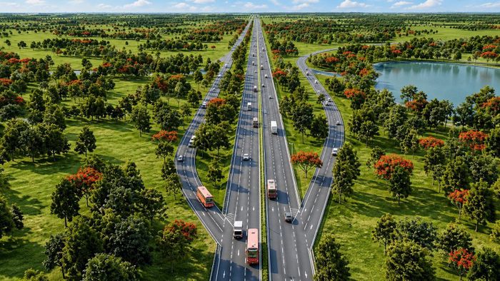 Sau khi hoàn thành, đây sẽ là tuyến cao tốc xuyên rừng đẹp nhất Việt Nam. Ảnh minh họa