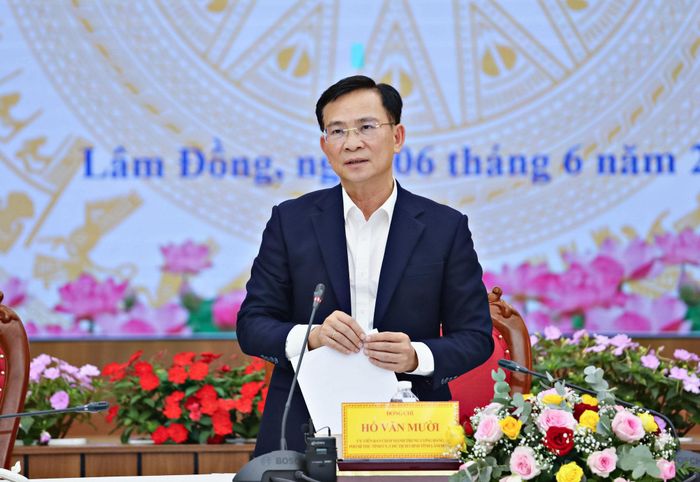 Ủy viên Ban Chấp hành Trung ương Đảng, Phó Bí thư Tỉnh ủy, Chủ tịch UBND tỉnh Hồ Văn Mười phát biểu kết luận hội nghị