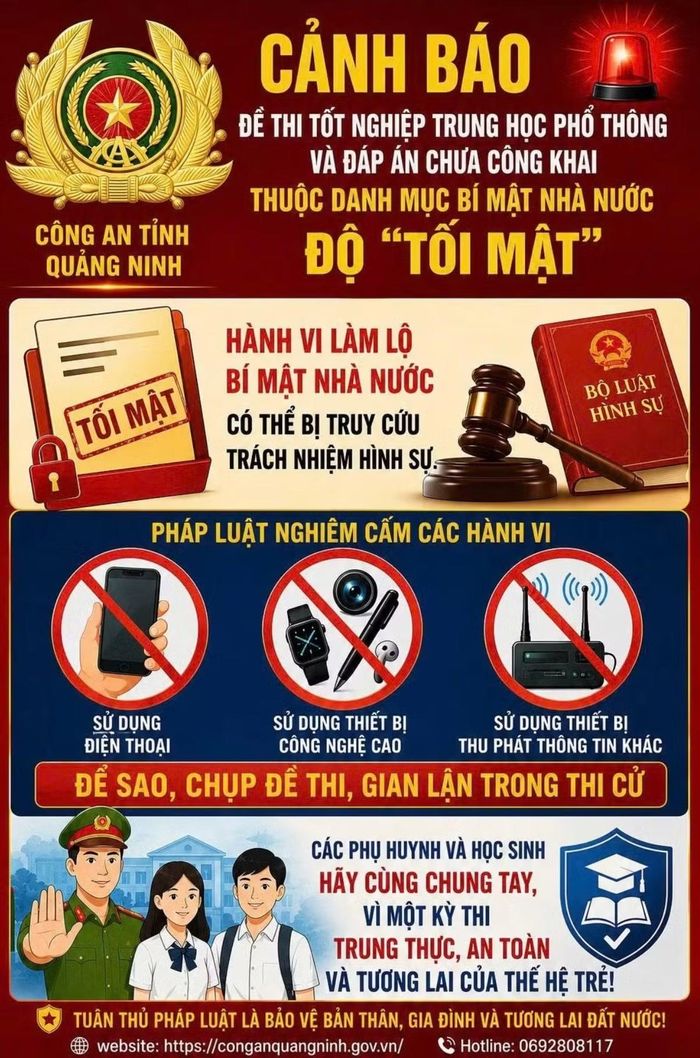 Công an tỉnh Quảng Ninh tuyên truyền về bảo vệ bí mật nhà nước, phòng ngừa gian lận thi cử bằng công nghệ cao.