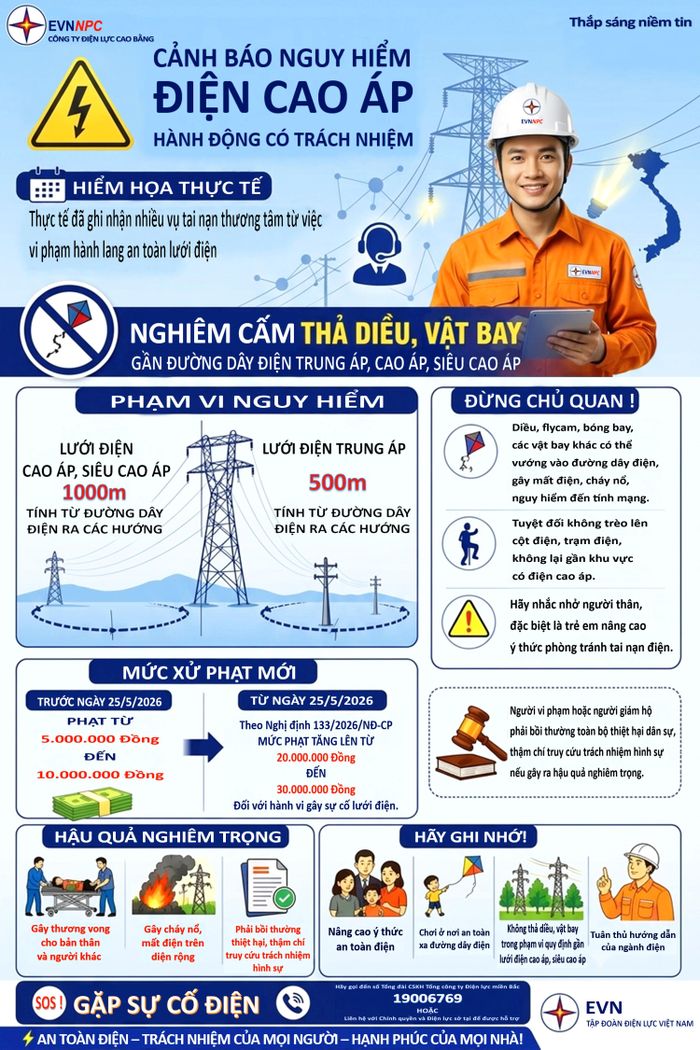 Ngành điện liên tục thông tin, cảnh báo về các nguy cơ, hành vi gây mất an toàn lưới điện.