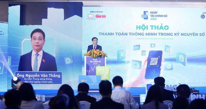 Phó Thủ tướng Nguyễn Văn Thắng nêu rõ, dữ liệu số, định danh số, kết nối số và thanh toán số đang từng bước hình thành nền tài chính hiện đại, minh bạch và thuận tiện hơn cho người dân và doanh nghiệp - Ảnh: VGP/Đức Tuân