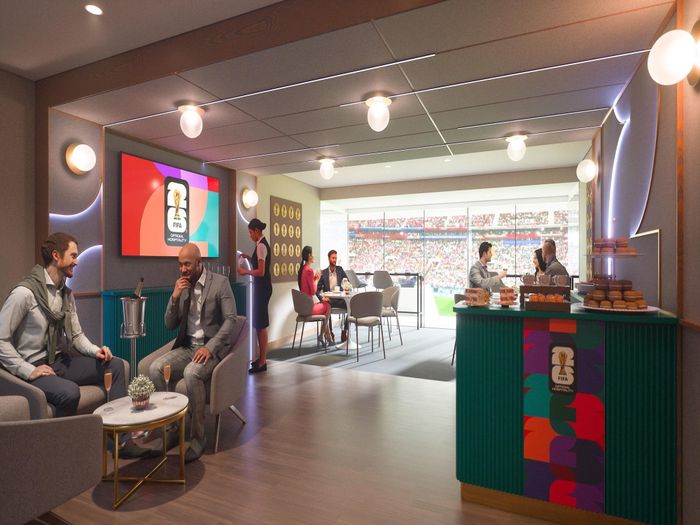  Phối cảnh phòng VIP tại sân vận động Boston (Mỹ), địa điểm diễn ra 7 trận đấu World Cup. Ảnh: FIFA. 