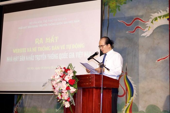 NSND Lê Tuấn Cường, Phó Giám đốc phụ trách Nhà hát Sân khấu Truyền thống Quốc gia Việt Nam, chia sẻ tại buổi lễ ra mắt cổng thông tin điện tử và hệ thống bán vé, diễn ra vào ngày 6.6