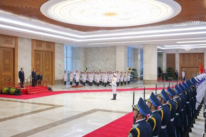 Lễ đón Thủ tướng Cộng hòa Dân chủ Nhân dân Lào Sonexay Siphandone thăm chính thức Việt Nam và tham dự Diễn đàn Tương lai ASEAN lần thứ ba