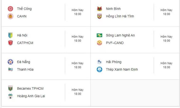 Lịch thi đấu vòng 26 V-League 2025/2026.