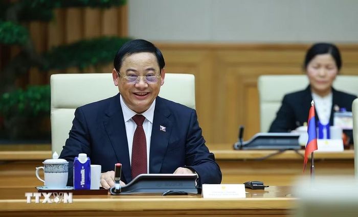 Thủ tướng Lào Sonexay Siphandone phát biểu. (Ảnh: Dương Giang/TTXVN)