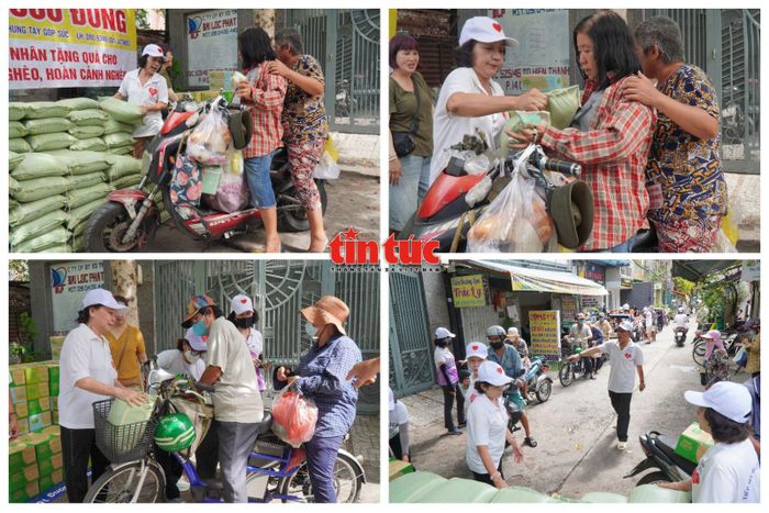 Rất đông người nghèo, người khuyết tật và người có hoàn cảnh khó khăn đã đến quán cơm 1.000 đồng để mua cơm và nhận các phần quà do mạnh thường quân trao tặng.