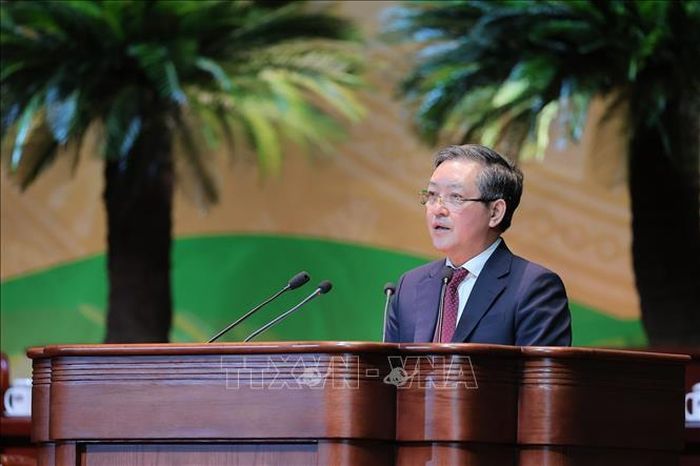Đồng chí Lương Quốc Đoàn, Chủ tịch Ban Chấp hành Trung ương Hội Nông dân Việt Nam khóa VIII phát biểu. Ảnh: Lê Đông/TTXVN