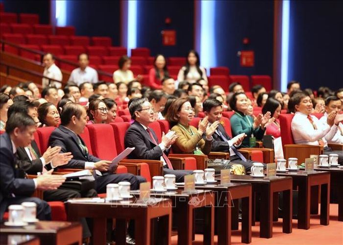 Các đại biểu tham dự Phiên thứ nhất Đại hội đại biểu toàn quốc Hội Nông dân Việt Nam lần thứ IX. Ảnh: Hoàng Hiếu/TTXVN