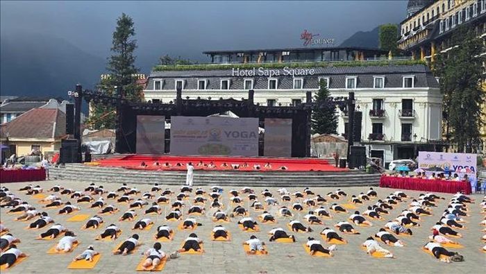 Đồng diễn giao thức Yoga với chủ đề "Yoga - Sa Pa trong sương" đến từ các câu lạc bộ Yoga trong nước.