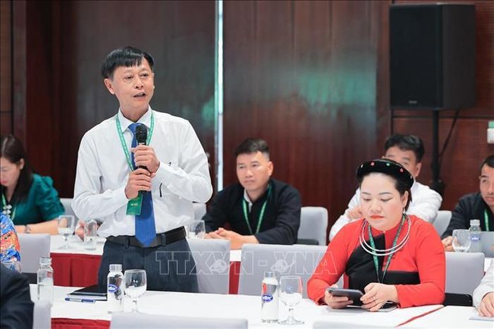 Đại biểu Phan Tùng Lâm, Phó Chủ tịch Hội nông dân tỉnh An Giang đề xuất, kiến nghị tại Tổ thảo luận số 1. Ảnh: Lê Đông/TTXVN