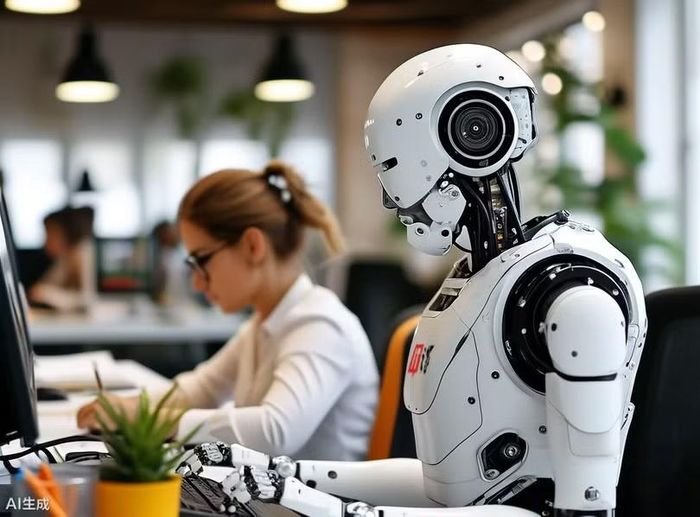 Ảnh do AI tạo ra về tương lai con người và robot AI cộng tác làm việc chung. Ảnh: Sina.