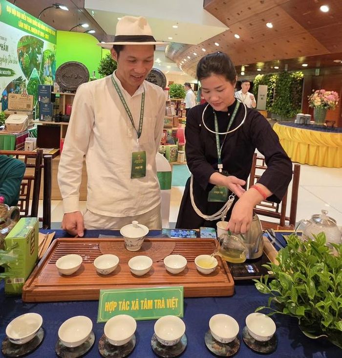 Không gia Trà Việt của HTX Tâm Trà Việt (tỉnh Thái Nguyên) thu hút sự quan tâm của các đại biểu