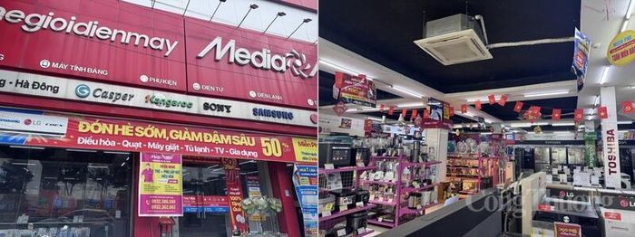 Tại siêu thị điện máy Media Mart khu vực Hà Đông, hệ thống điều hòa âm trần dạng cassette được lắp đặt tại nhiều vị trí trong không gian bán hàng. Hệ thống đèn LED thanh kéo dài dọc theo toàn bộ trần nhà cũng được bật đồng thời với hệ thống làm mát vào thời điểm phóng viên ghi nhận.