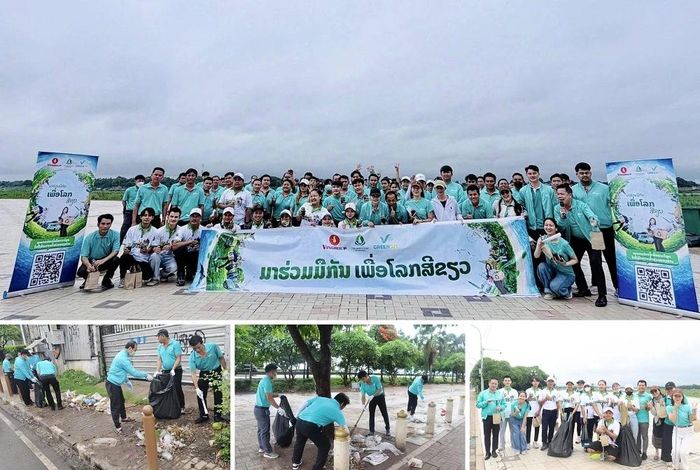 Tại thủ đô Vientiane, Lào, các lực lượng đã chung tay làm sạch khu dân cư và các tuyến phố công cộng, góp phần xây dựng môi trường sống xanh, sạch, đẹp cho cộng đồng. Sau buổi ra quân, hơn 8,2 ha không gian công cộng được vệ sinh, đồng thời khoảng 450 kg rác thải được thu gom và xử lý. Những hành động thiết thực này không chỉ góp phần cải thiện cảnh quan đô thị mà còn lan tỏa tinh thần trách nhiệm với môi trường, thúc đẩy sự gắn kết giữa cộng đồng người Việt và người dân địa phương trong hành trình hướng tới một tương lai bền vững.