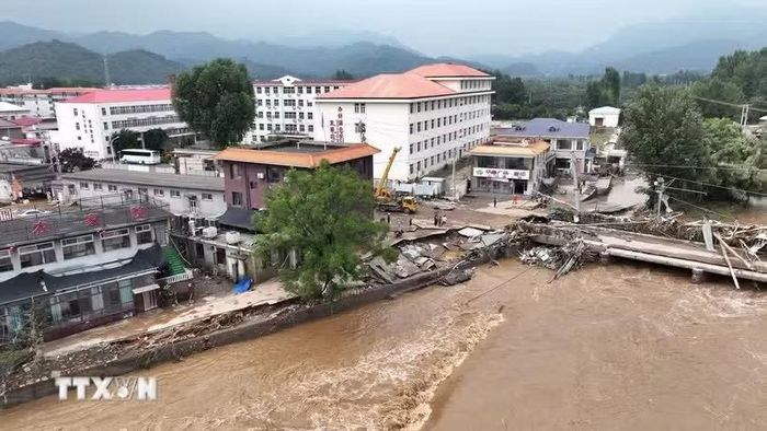 Lũ lụt tại Thiên Tân, Trung Quốc. Ảnh: THX/TTXVN