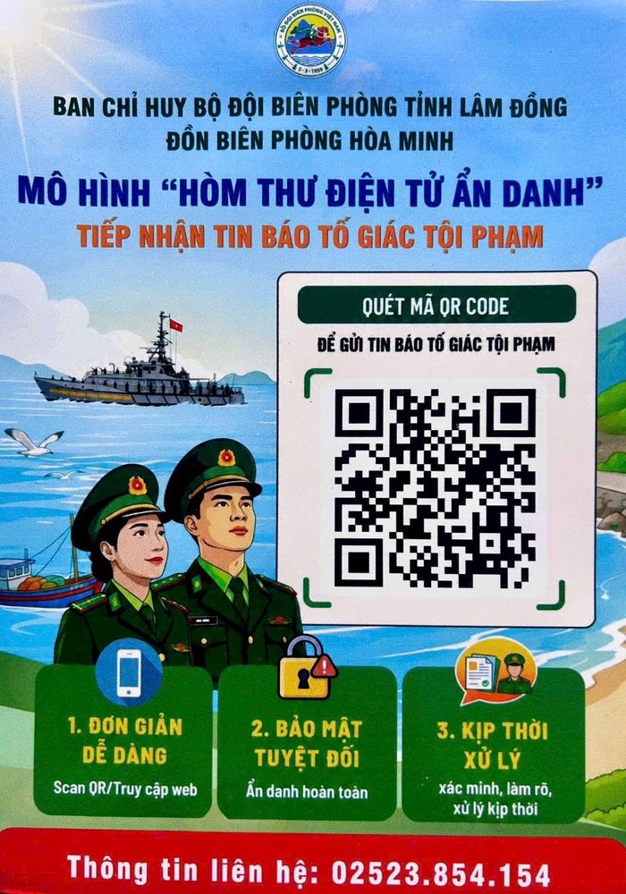 Mã QR tố giác tội phạm do Đồn Biên phòng Hòa Minh triển khai