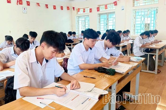 Các em học sinh miệt mài ôn luyện.