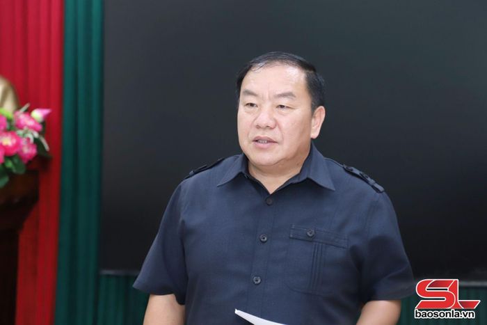Đồng chí Phó Bí thư Tỉnh ủy, Chủ tịch Ủy ban MTTQ Việt Nam tỉnh phát biểu tại cuộc làm việc.