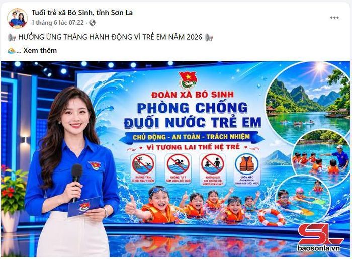 Fanpage Tuổi trẻ xã Bó Sinh tuyên truyền về phòng chống đuối nước trẻ em.