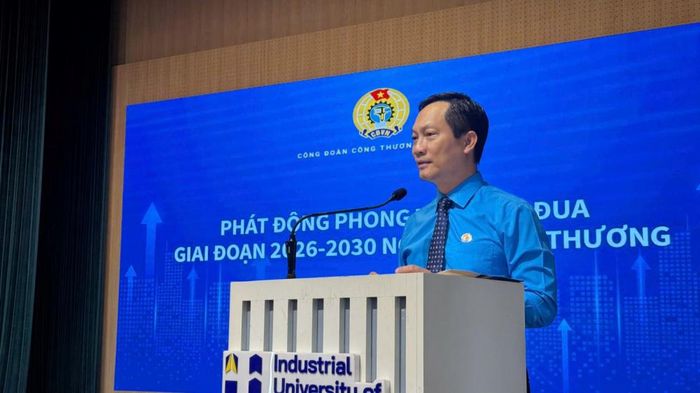 Ông Lê An Hải - Chủ tịch Công đoàn Công Thương Việt Nam phát động phong trào. Ảnh Thùy Linh