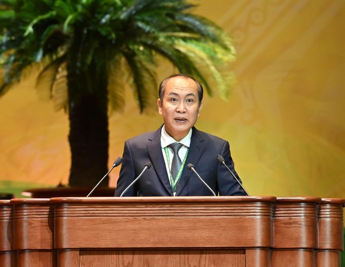 Phó Chủ tịch Thường trực Ban Chấp hành Trung ương Hội Nông dân Việt Nam Phan Như Nguyện phát biểu khai mạc Ngày làm thứ nhất của Đại hội