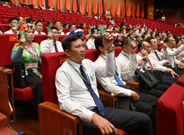 Các đại biểu biểu quyết thông qua chương trình Đại hội