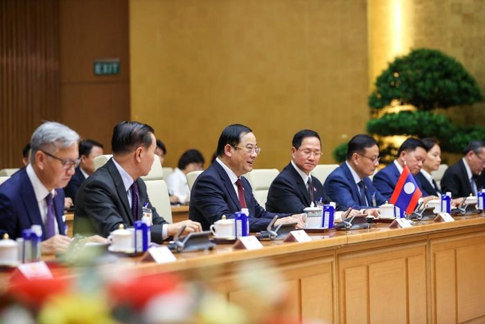 Thủ tướng Lào Sonexay Siphandone tại cuộc hội đàm. Ảnh: VGP