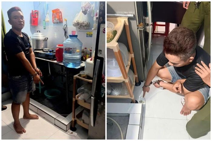 Đối tượng Lý Quốc Khải chỉ nơi cất giấu tang vật.
