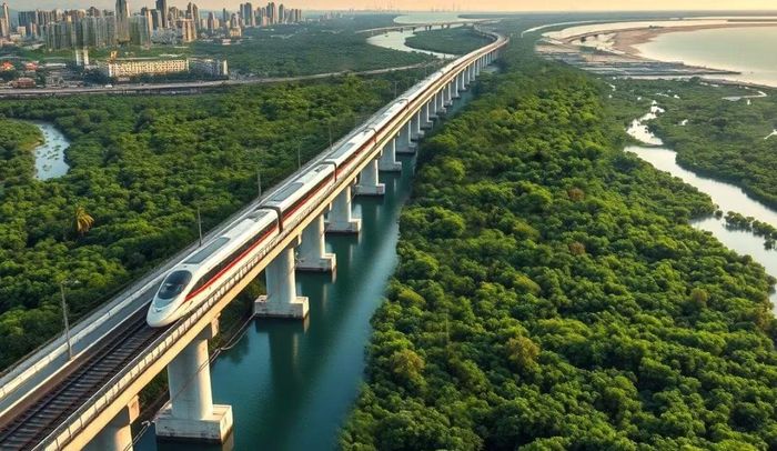Mô hình tuyến Bến Thành - Cần Giờ với tốc độ thiết kế lên tới 350km/h.