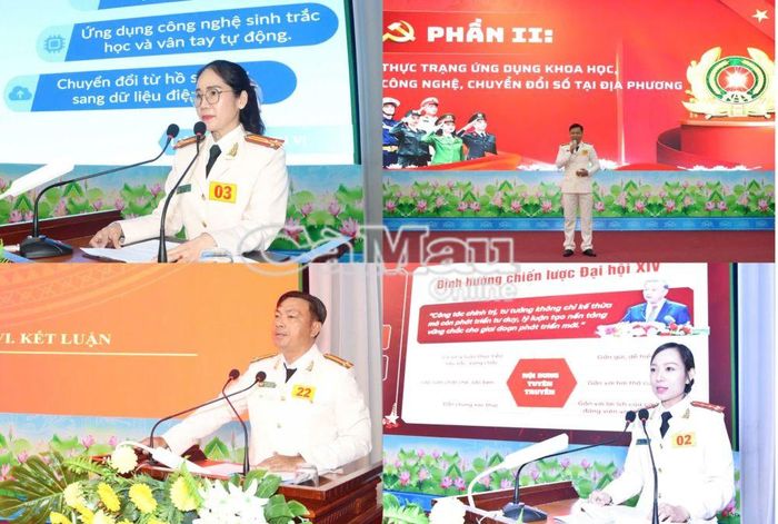 Các thí sinh tranh tài phần thi thuyết trình.