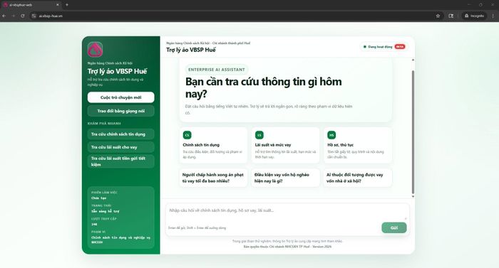 Chatbot AI hỗ trợ người dân tiếp cận chính sách nhanh hơn, thuận tiện và dễ hiểu hơn. Ảnh: NHCSXH TP. Huế