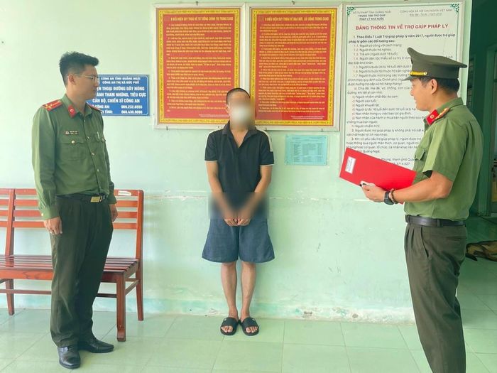 Đối tượng tại cơ quan Công an. Ảnh: Công an tỉnh Quảng Ngãi