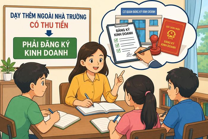 Theo quy định hiện hành, hoạt động dạy thêm, học thêm ngoài nhà trường có thu tiền của học sinh phải thực hiện đăng ký kinh doanh theo quy định của pháp luật. Hình minh họa