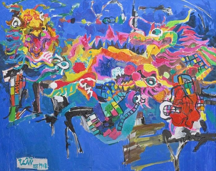 Tác phẩm "Múa rồng 3" (sơn dầu - 1998).
