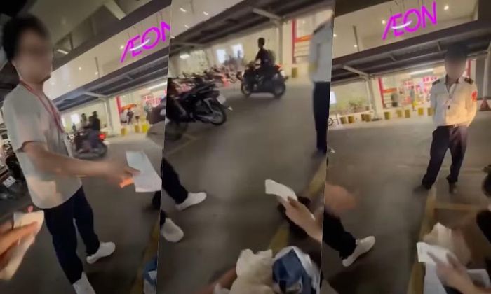Người phụ nữ "tố" bị vu khống, xúc phạm danh dự tại Aeon Mall Long Biên. (Ảnh cắt từ clip lan truyền trên mạng xã hội)