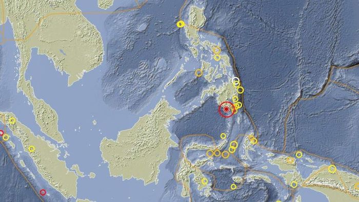 Ảnh chụp màn hình bản đồ GFZ mô tả trận động đất xảy ra tại Mindanao, Philippines vào ngày 8-6. Ảnh: GFZ